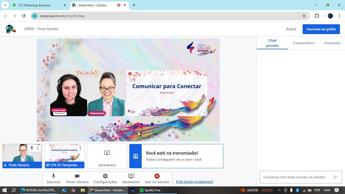 Palestra em formato podcast ao vivo